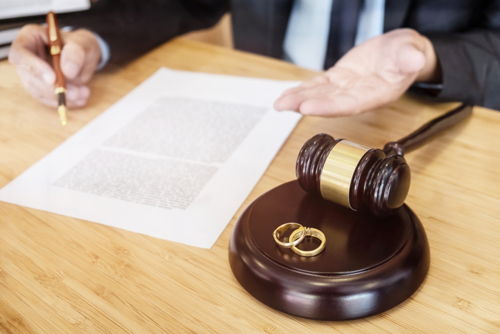 divorce lawyer in his office