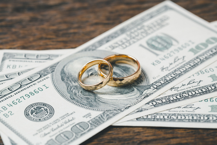 wedding rings and money